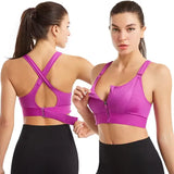 Newest Summer Training Sexy Crossed Backless Sports Bra Adjustable Strap Zipper Yoga Bra Running Sports Bras for Women