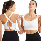 Newest Summer Training Sexy Crossed Backless Sports Bra Adjustable Strap Zipper Yoga Bra Running Sports Bras for Women