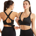 Newest Summer Training Sexy Crossed Backless Sports Bra Adjustable Strap Zipper Yoga Bra Running Sports Bras for Women