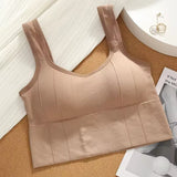 Sports Women Crop Top Beauty Back Tank Top Padded Bra Casual Slim Streetwear Female Vest Underwear Women Camisole Removable Pads