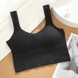 Sports Women Crop Top Beauty Back Tank Top Padded Bra Casual Slim Streetwear Female Vest Underwear Women Camisole Removable Pads