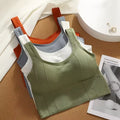 Sports Women Crop Top Beauty Back Tank Top Padded Bra Casual Slim Streetwear Female Vest Underwear Women Camisole Removable Pads