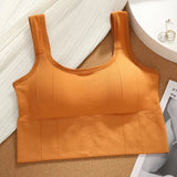 Sports Women Crop Top Beauty Back Tank Top Padded Bra Casual Slim Streetwear Female Vest Underwear Women Camisole Removable Pads