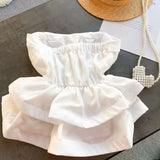 Strapless Collar Crop Blouse