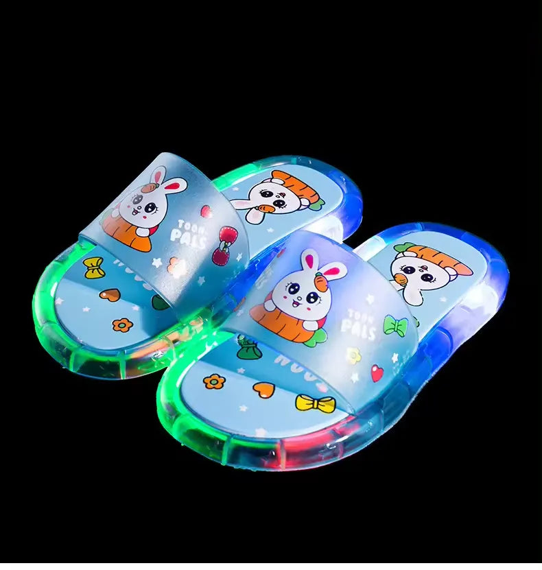 Children's slippers fashionable crystal shoes sparkling lighting for boys and girls Cool slippers