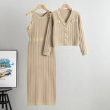 Women’s V-Neck Cardigan & Dress Set