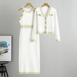 Women’s V-Neck Cardigan & Dress Set
