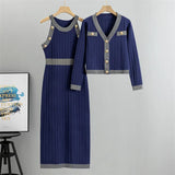 Women’s V-Neck Cardigan & Dress Set
