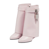 Women’s Wide Mid-Calf Booties with Padlock