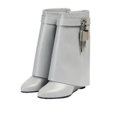 Women’s Wide Mid-Calf Booties with Padlock
