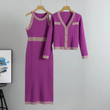 Women’s V-Neck Cardigan & Dress Set