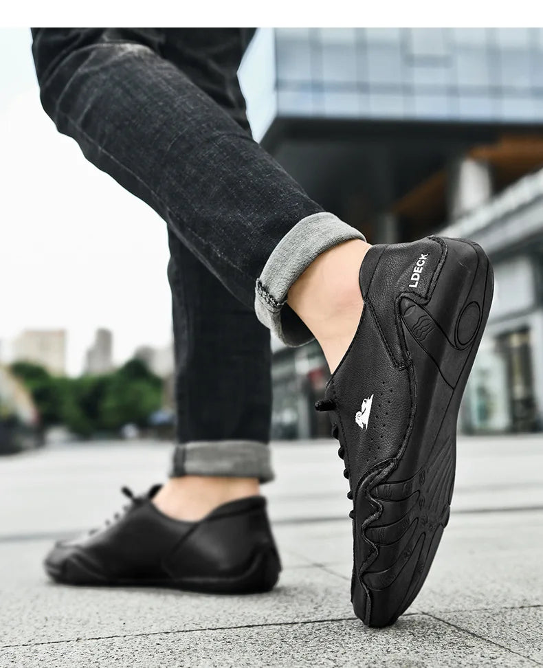 Fashion Breathable Leather Casual Genuine Leather Shoes Non-slip Hard-wearing Comfortable