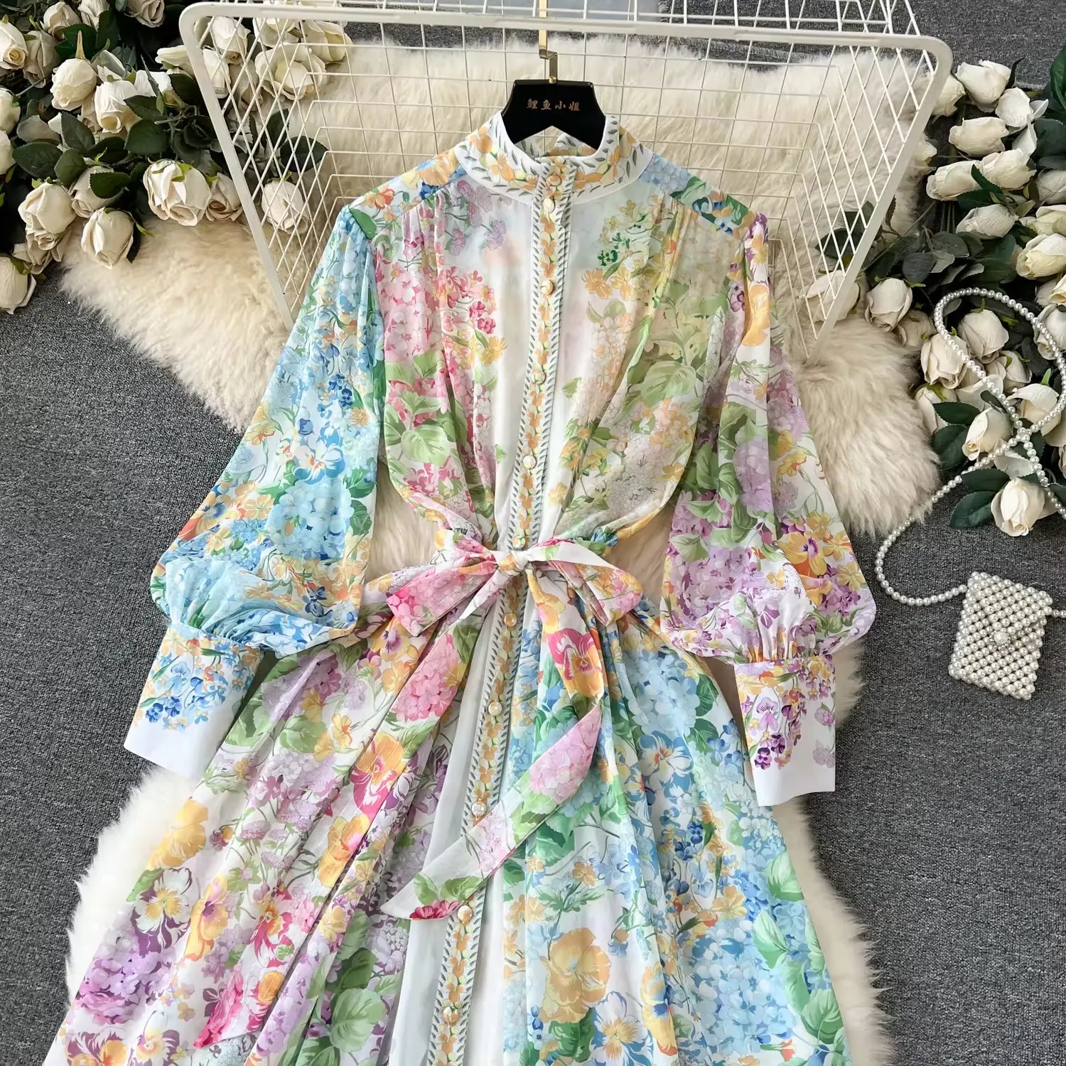 Spring Floral Print Boho Maxi Dress