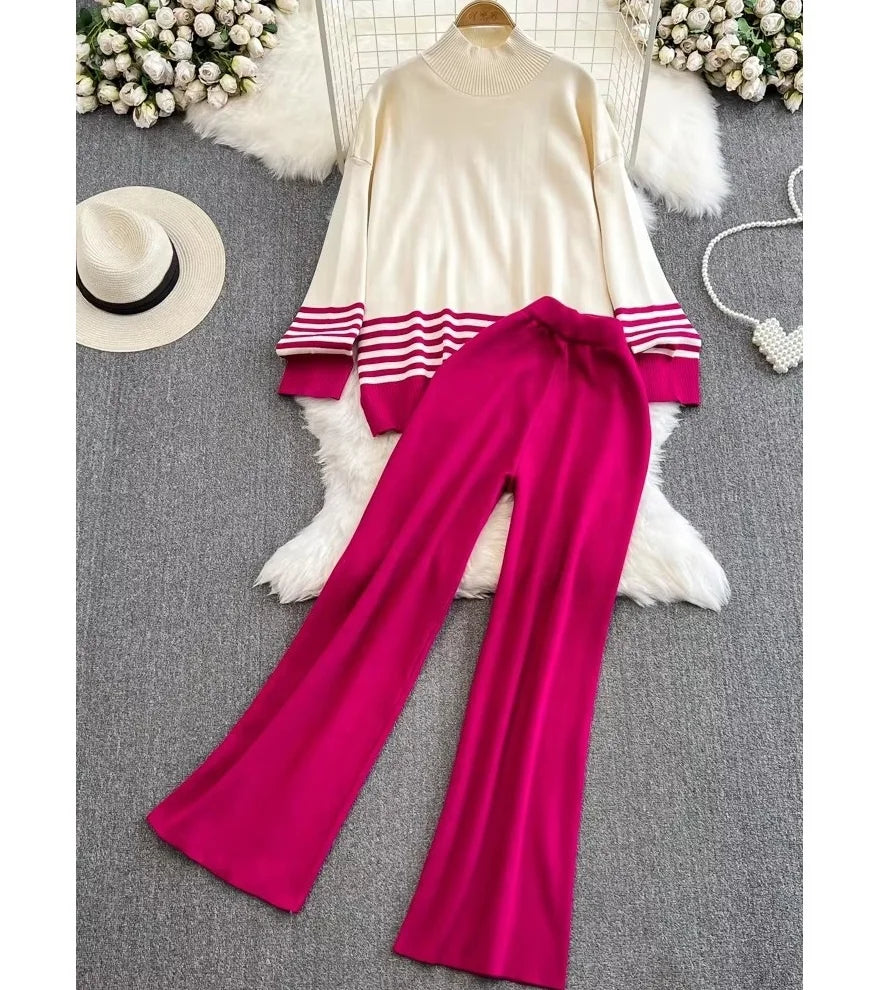 Women’s Long-Sleeve Color-Block Loungewear Set