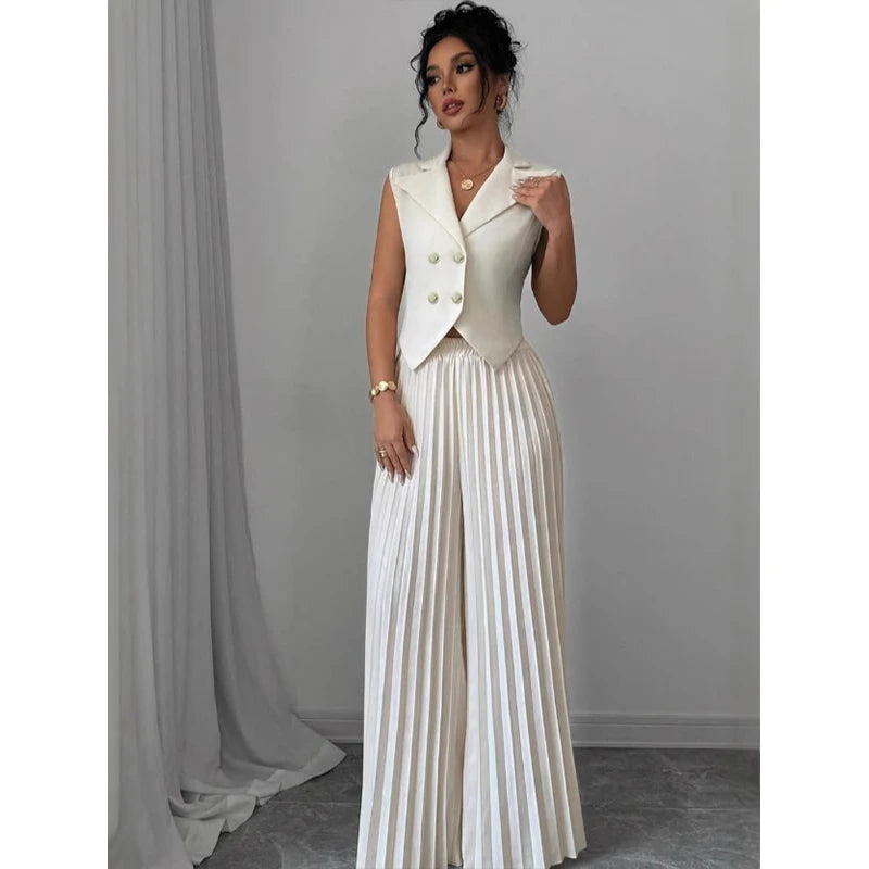Women's V-Neck Sleeveless 2-Piece Set