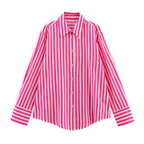 Closed Striped Long-Sleeved Lapel Shirt