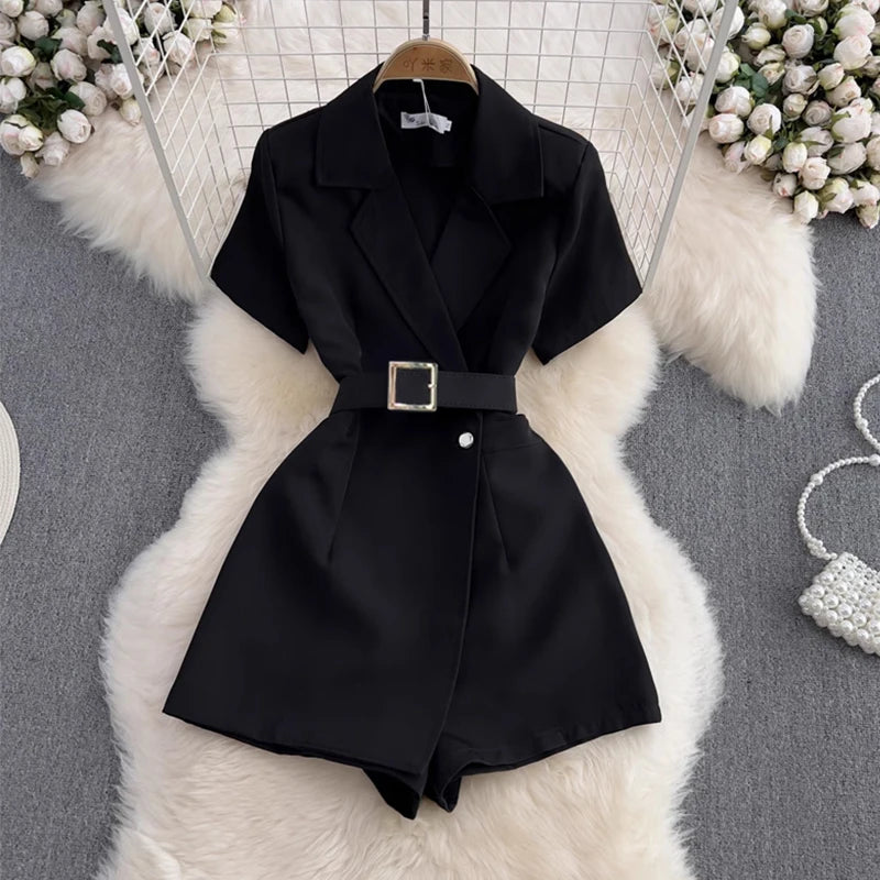 High Waist Lace Short Jumpsuit