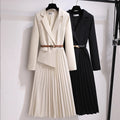 Vintage-Inspired A-Line Midi Dress with Long Sleeves