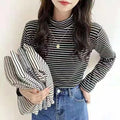 Women’s Striped Long-Sleeve Velvet Pullover