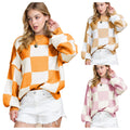 Women’s Plaid Crew Neck Knitted Sweater