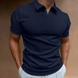 Men's Casual Polo Shirt with Zipper