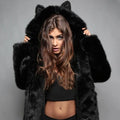 Women’s Hooded Faux Fur Coat with Ears