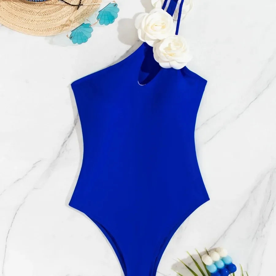 Floral V-Neck One-Piece Swimsuit
