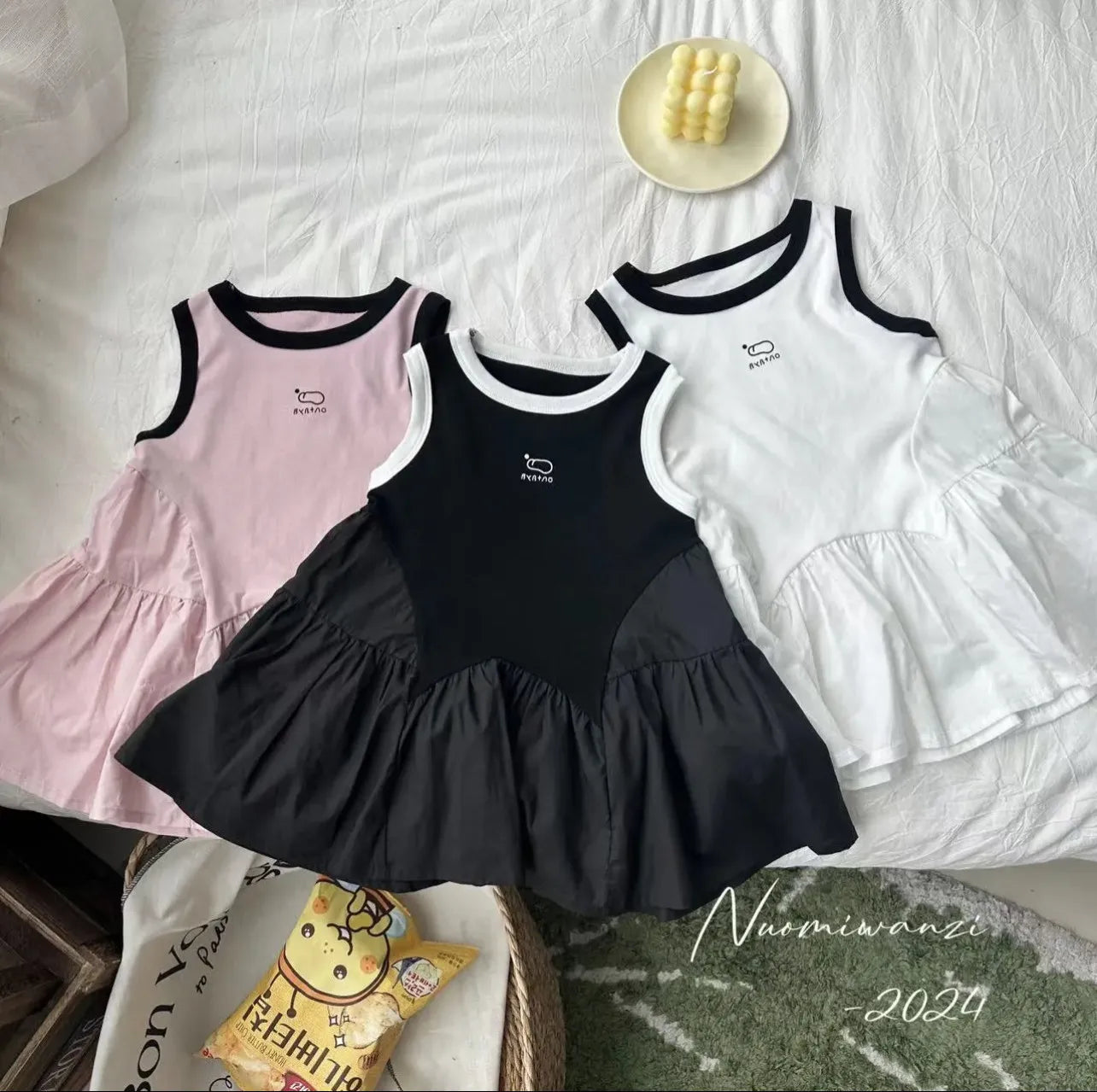 Summer Sleeveless Casual Skirt Dress for Baby Girls