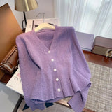 Women V-neck Knitted Cardigan With Waist Cinching Short Women's Sweater for winter season