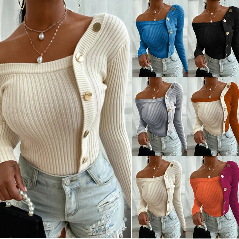 WOMEN V-Neck Button Blouses Shirts Autumn  winter season