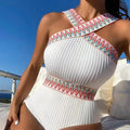 Striped Ribbon Swimsuit (Knitted)