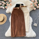 Women Thickened High Waist A- Line Skirts for Winter