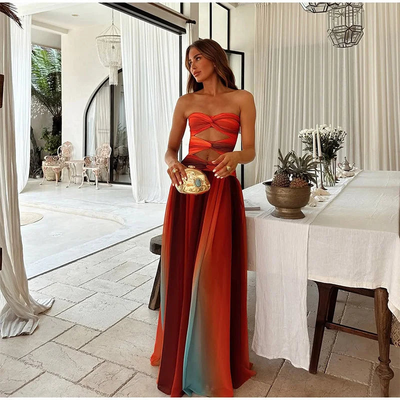 Deep V-Neck Midi Dress