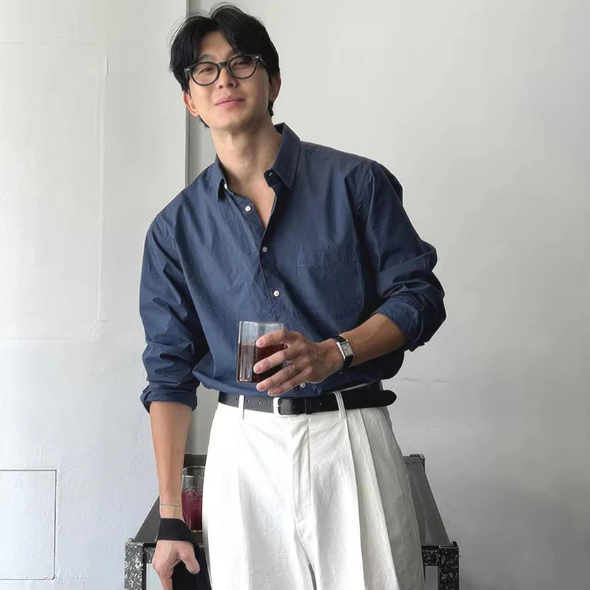 Men’s Long-Sleeve Cotton Linen Shirt