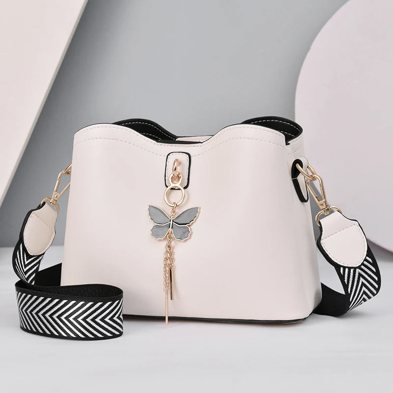 Pendant PU Leather Crossbody Bag