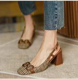 Classic Square Toe PU High Heels