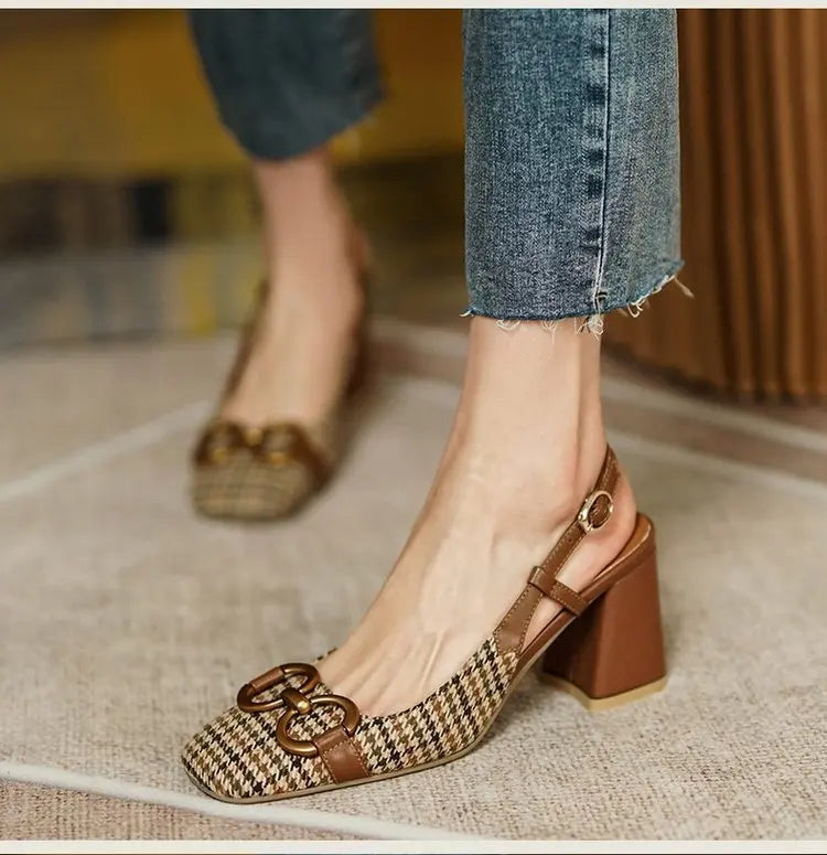 Classic Square Toe PU High Heels