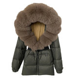 Women Puffer Down JacketnReal Fox Fur Hooded Thick Warm coat for winter season