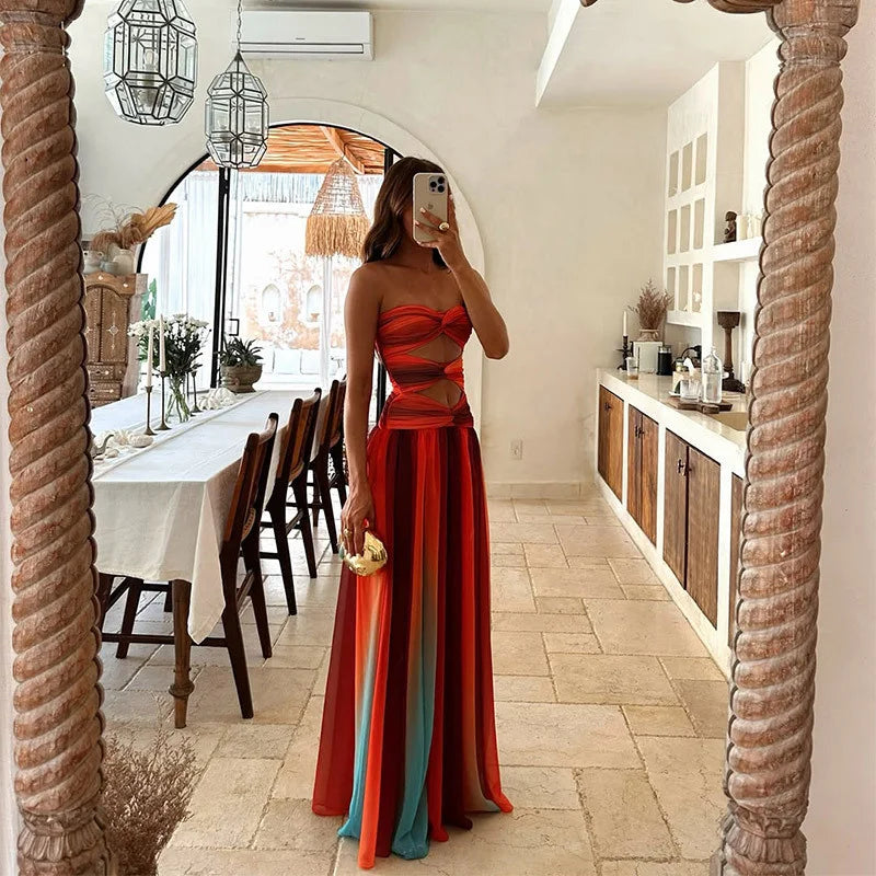 Deep V-Neck Midi Dress