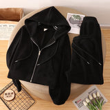 New Short Zipper Sweater Women's Suit sport set for winter season