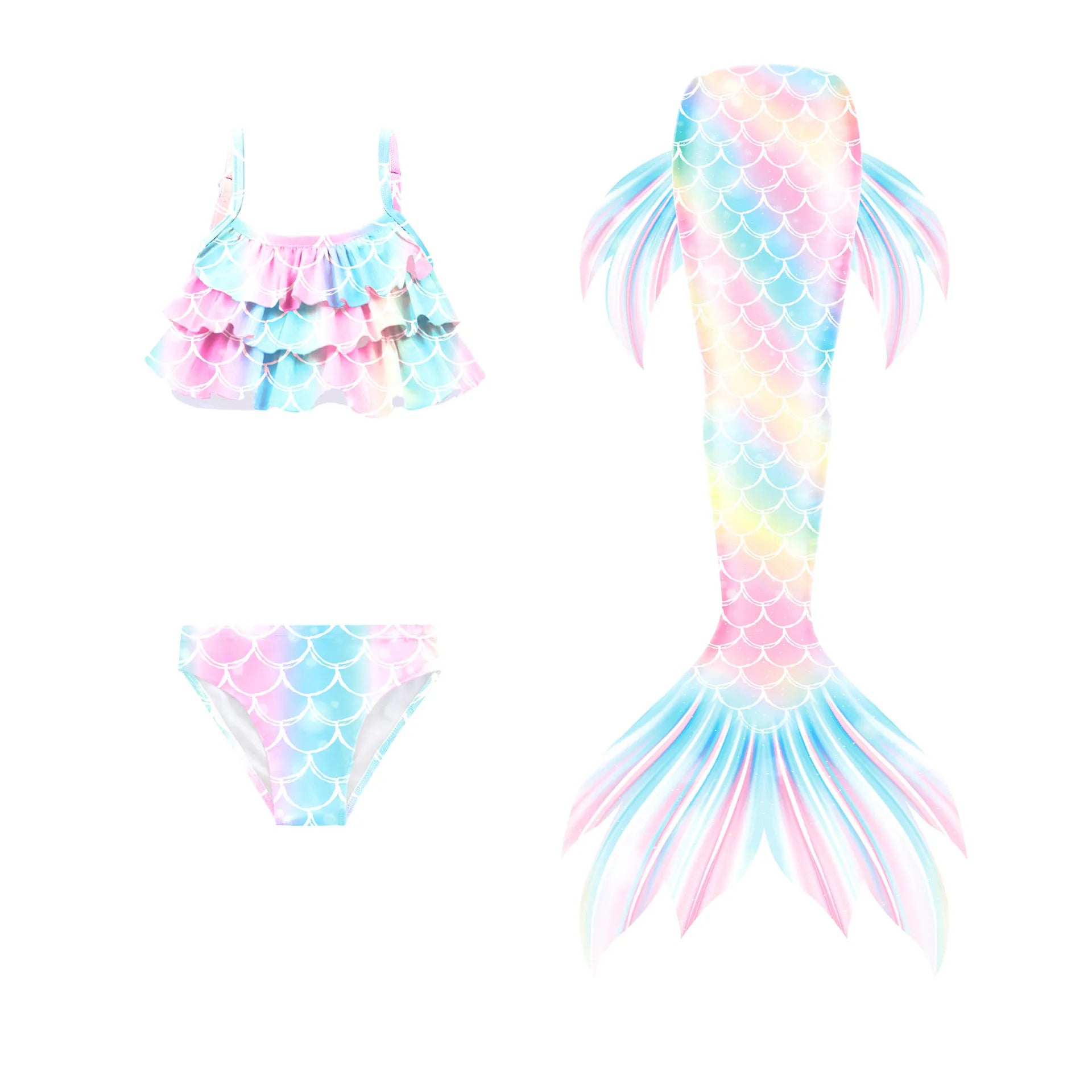 Girls’ Mermaid Tail 3-Piece Swimsuit Set