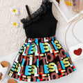 Girls’ Letter Top & Pleated Skirt Set