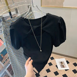 Breathable Slimming Puff Sleeve T-Shirt