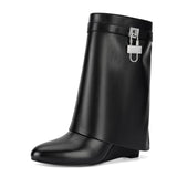 Women’s Wide Mid-Calf Booties with Padlock