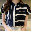 Women’s Striped Chiffon Short Sleeve Blouse