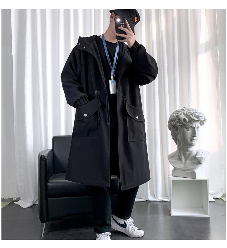 Men’s Hooded Long Trench Coat