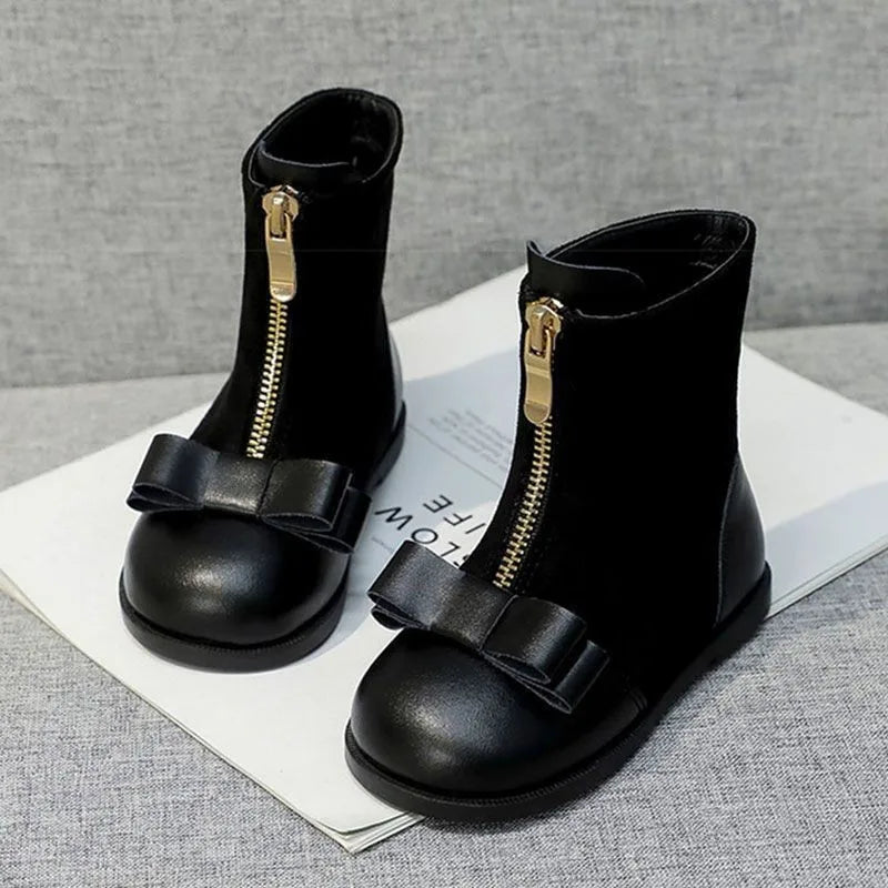 Girls’ Cute Side Zipper Ankle Boots