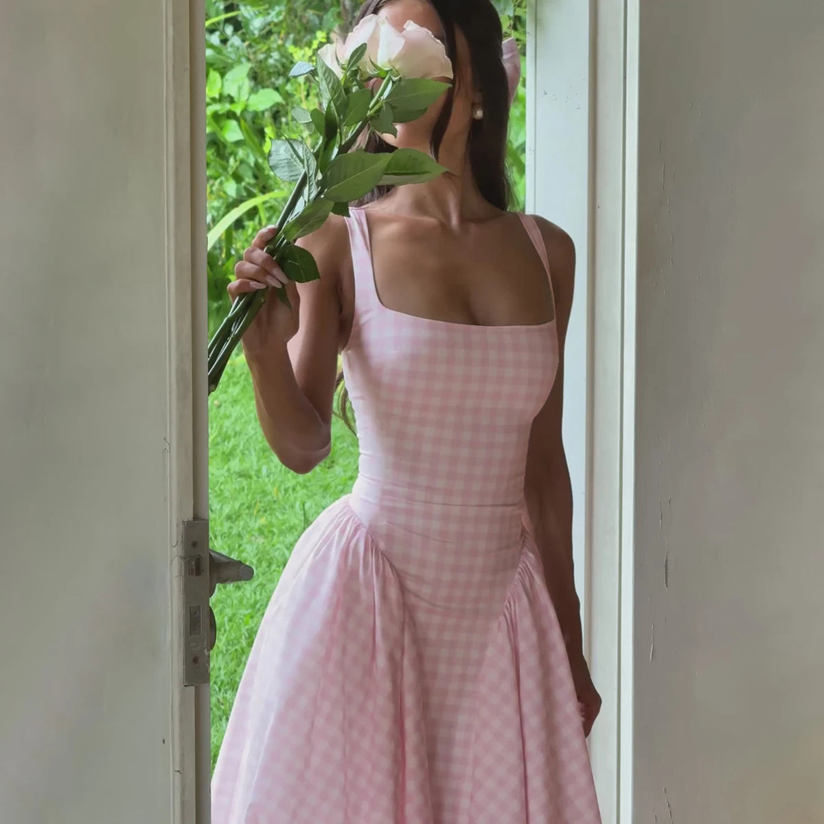 Women's Elegant Sleeveless Plaid Dress