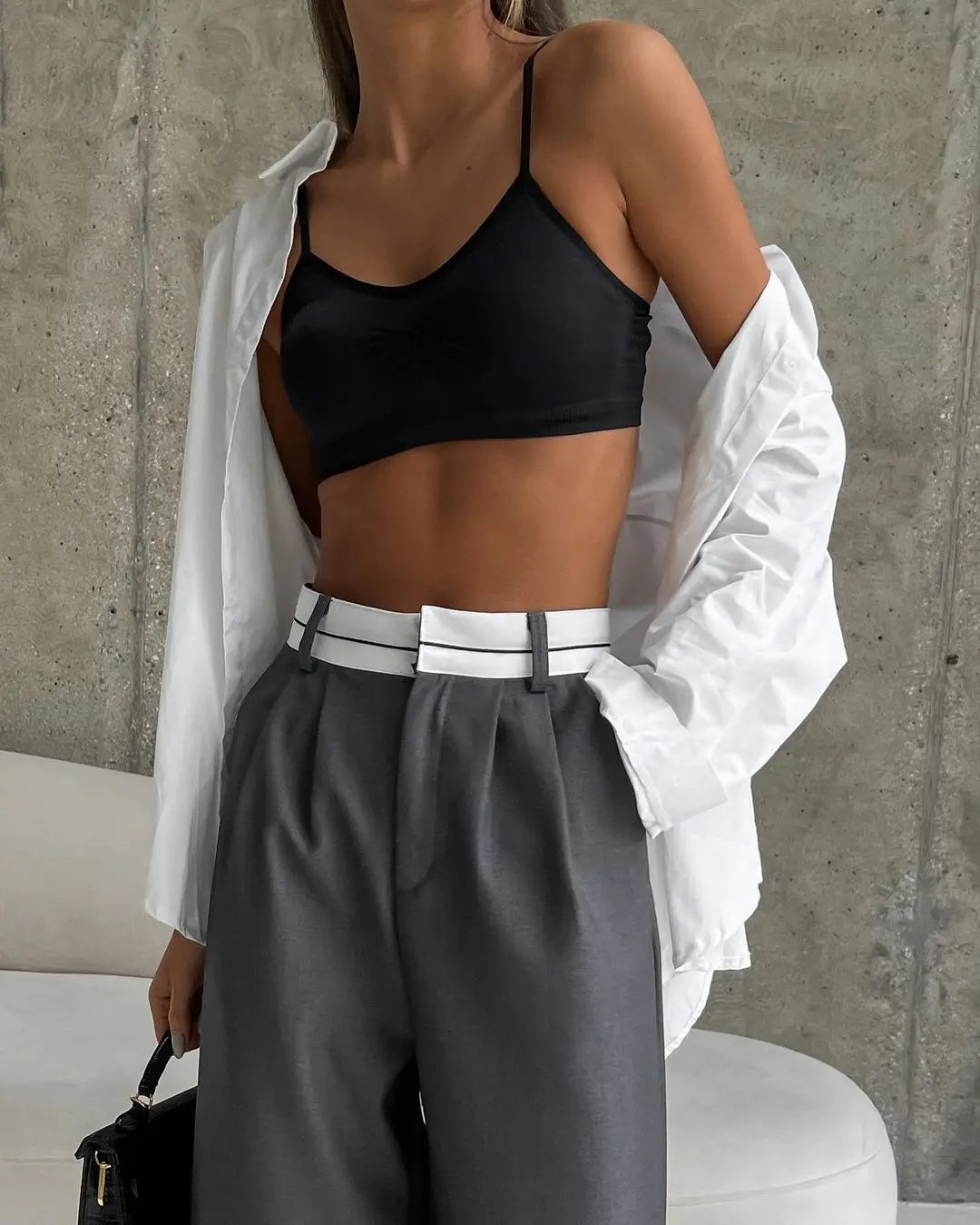 Women's White High-Waist Pants