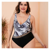 Plus Size Leaf Print Swimwear